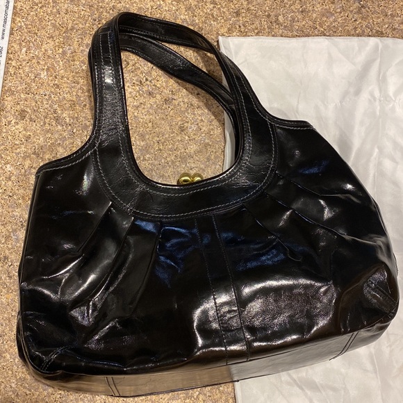 Coach Ergo Patent Leather Black Kisslock Leather Shoulder Bag Purse 12520 - Picture 8 of 17